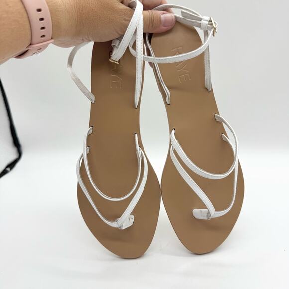 RAYE x Revolve Void Strappy Ankle Wrap Thong Sandal in White Size 8.5 Minimalist - Picture 16 of 16
